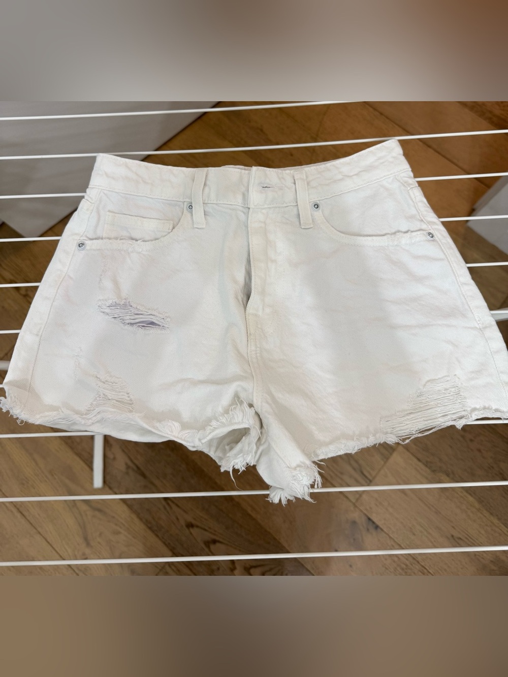 White Distressed Women’s Denim Shorts